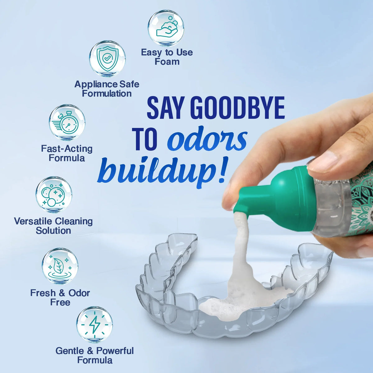 Retainer, Denture &amp; Aligner Foam Cleaner &amp; Cleaning Pod
