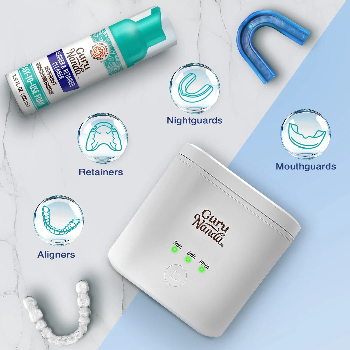 Retainer, Denture &amp; Aligner Foam Cleaner &amp; Cleaning Pod