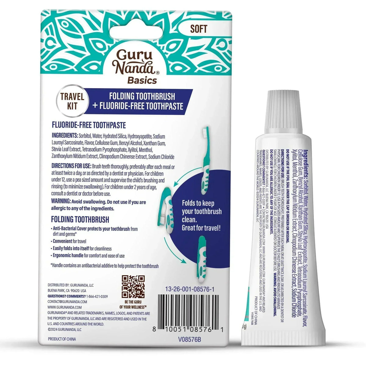 Travel Kit – Folding Toothbrush &amp; Hydroxyapatite Toothpaste, Jasmine Mint – 0.98 oz