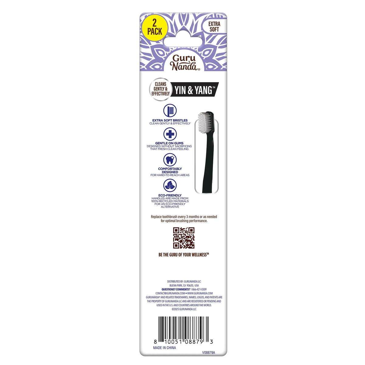 Brosse à dents extra-douce Yin &amp; Yang – Paquet de 2