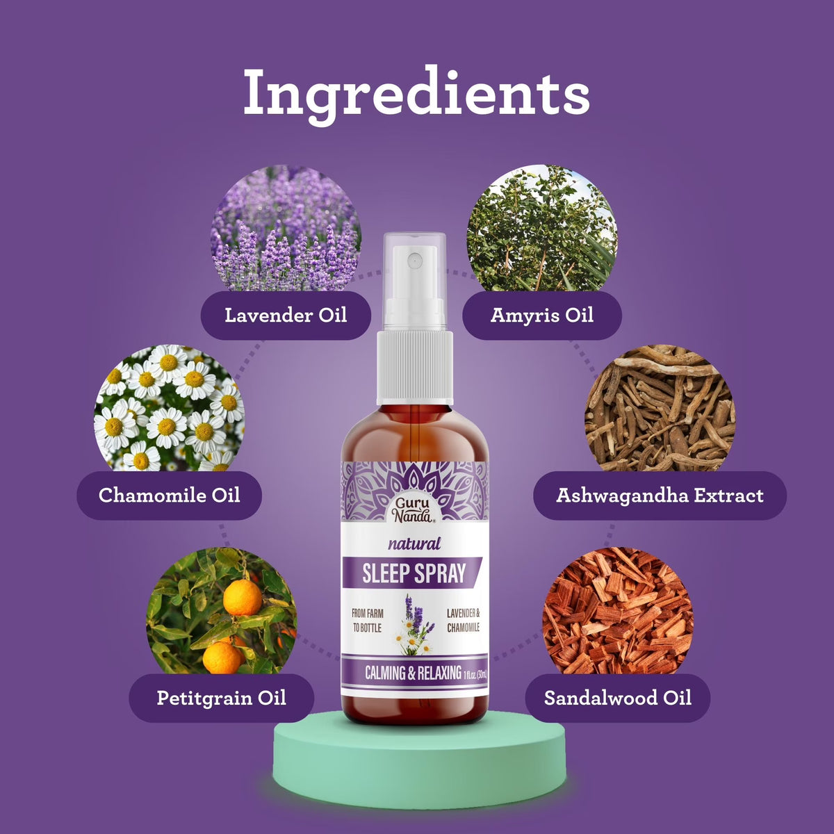 Natural Sleep Spray, Lavender &amp; Chamomile – 1 fl. oz.