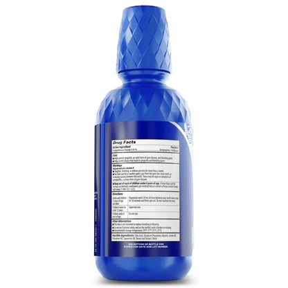 GuruNanda Healthy Gums Anti-Gingivitis Oral Rinse bottle back panel with Drug Facts, active ingredient, directions, and warnings.
