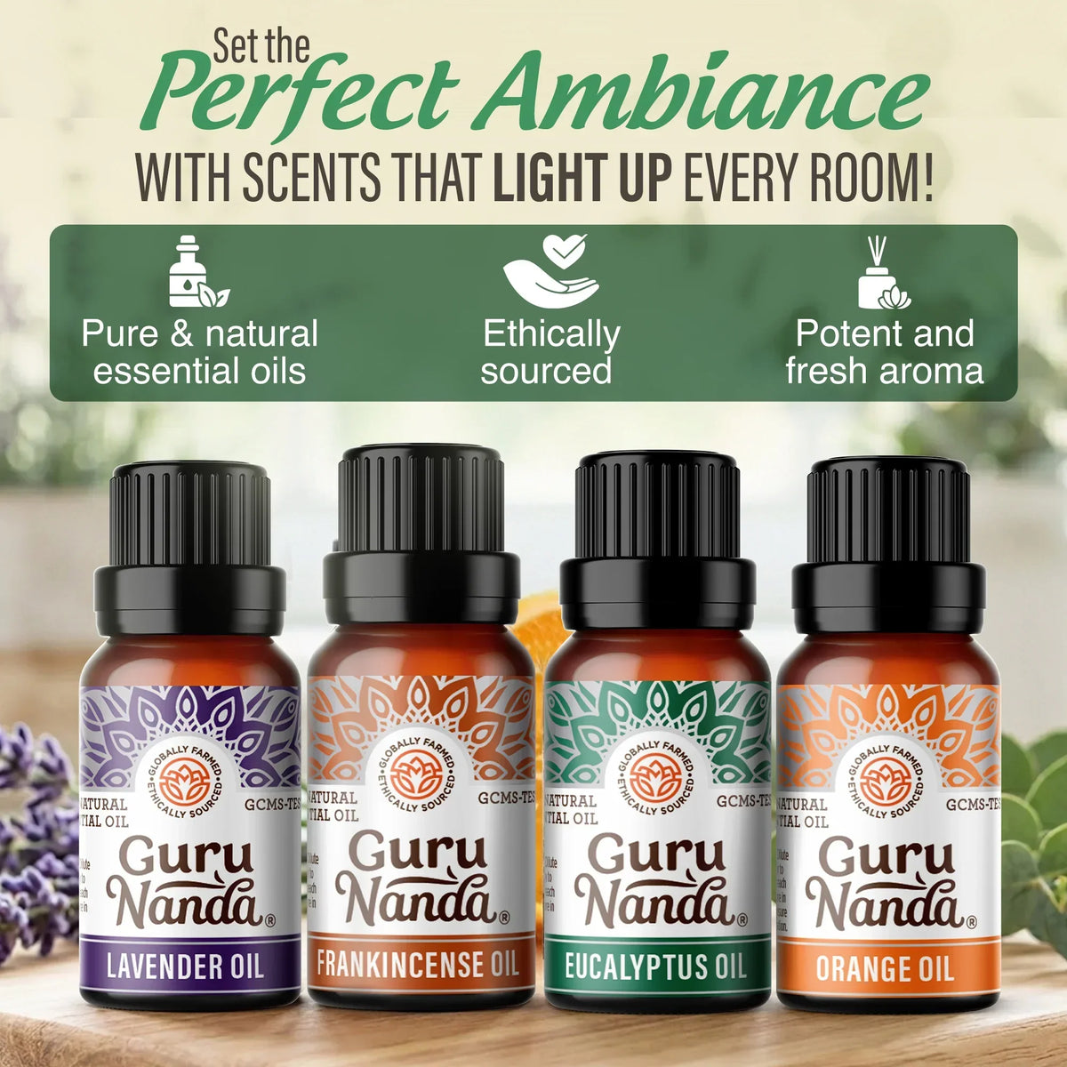 Four Essential Classics Set- Frankincense, Lavender, Eucalyptus, &amp; Orange 4 x 15mL