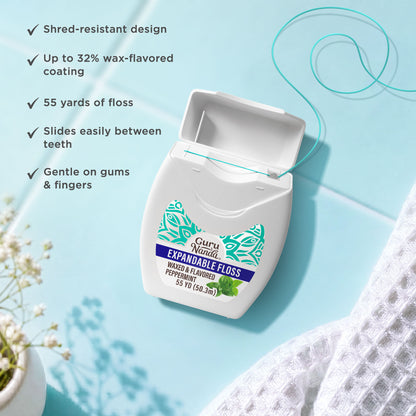 Peppermint Flavored Expandable Dental Floss – 55 Yards