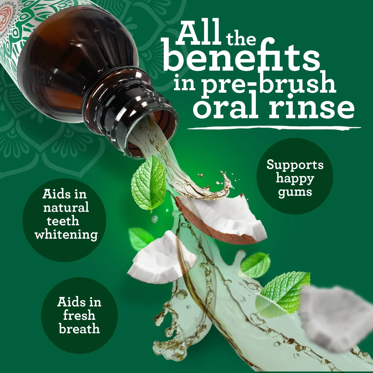 Huile de coco et menthe poivrée pour bain de bouche – 236 ml