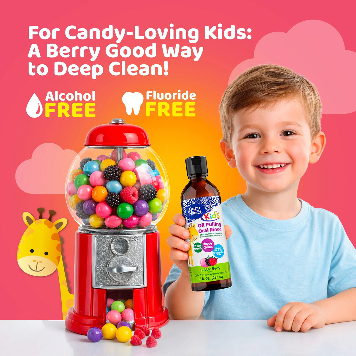 Kids Oil Pulling with Bubble Berry &amp; CoQ10 – 8 fl oz