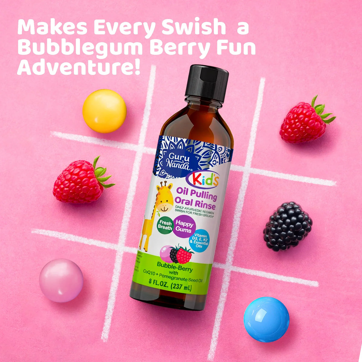 Kids Oil Pulling with Bubble Berry &amp; CoQ10 – 8 fl oz