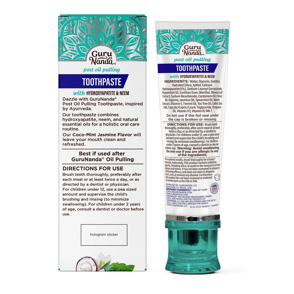 Hydroxyapatite &amp; Neem Whitening Toothpaste, Fluoride Free – 4.2 oz