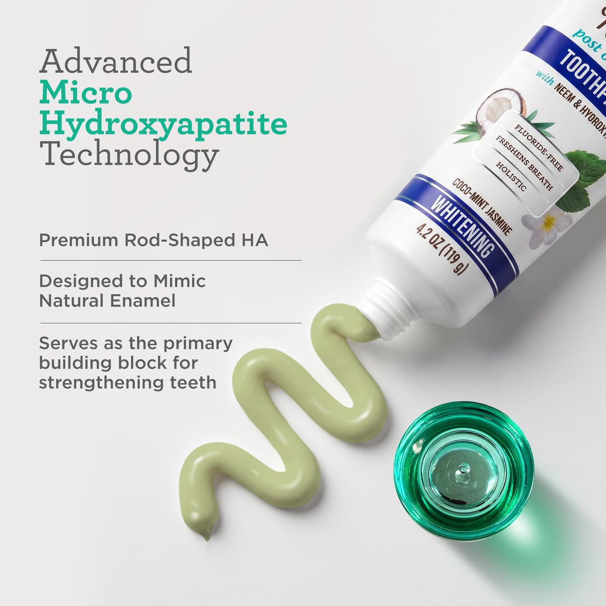 Hydroxyapatite &amp; Neem Whitening Toothpaste, Fluoride Free – 4.2 oz