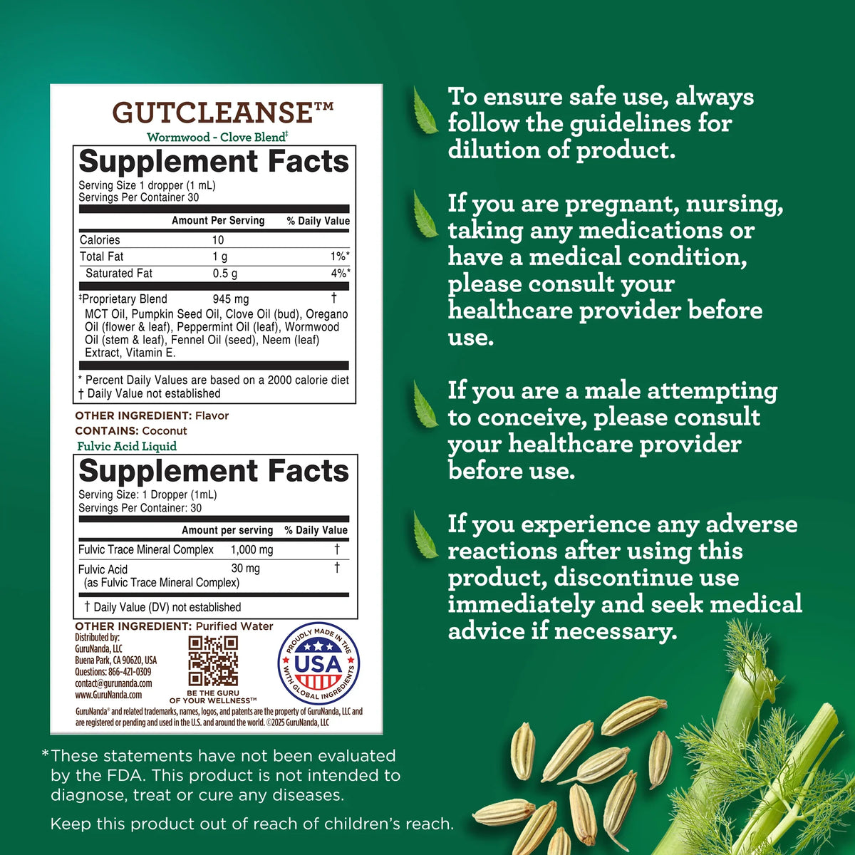 Gutcleanse With Wormwood, Clove &amp; Fulvic Acid — 2-Step Supplement