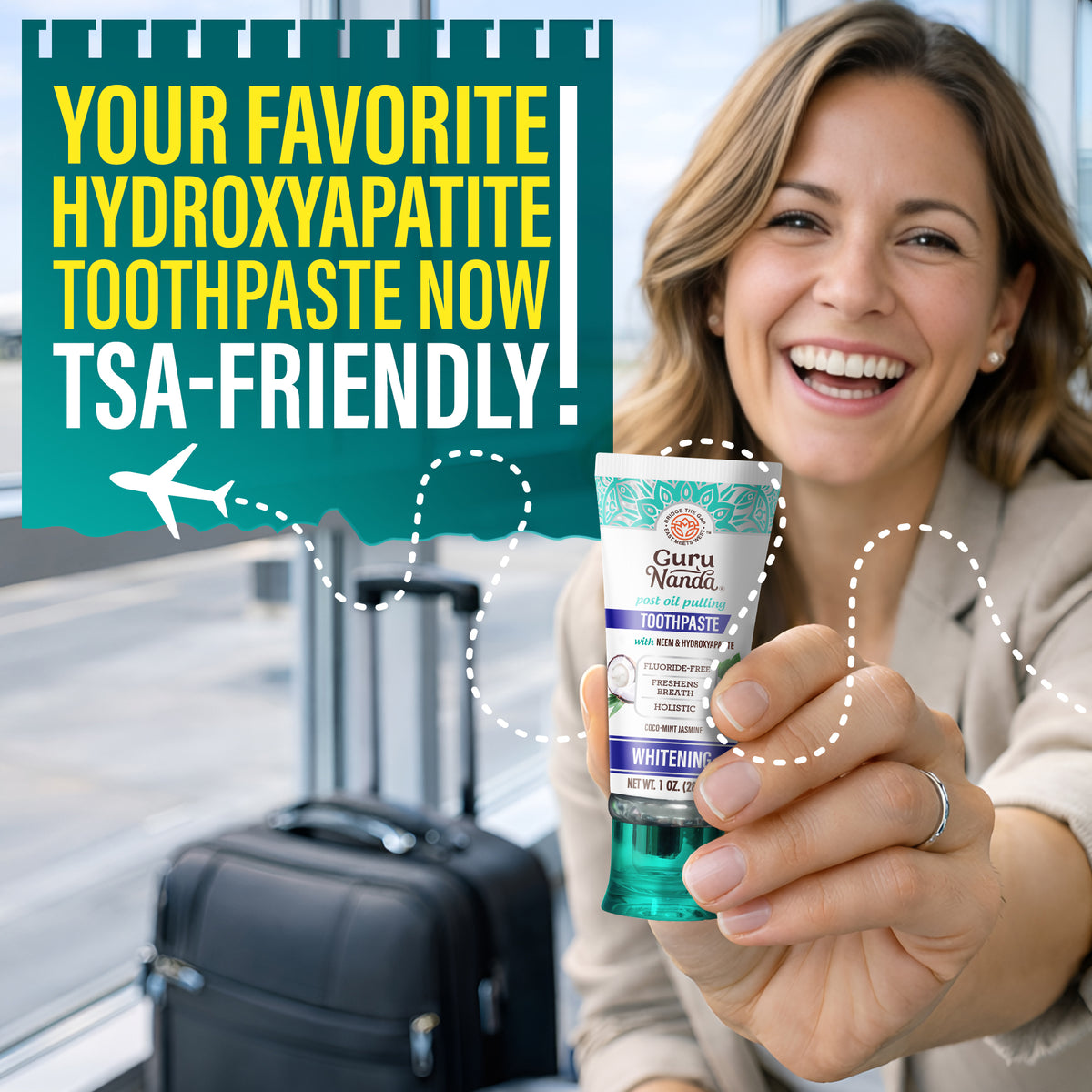 GuruNanda Hydroxyapatite &amp; Neem Whitening Toothpaste, now TSA-friendly in a travel-ready 1 oz size