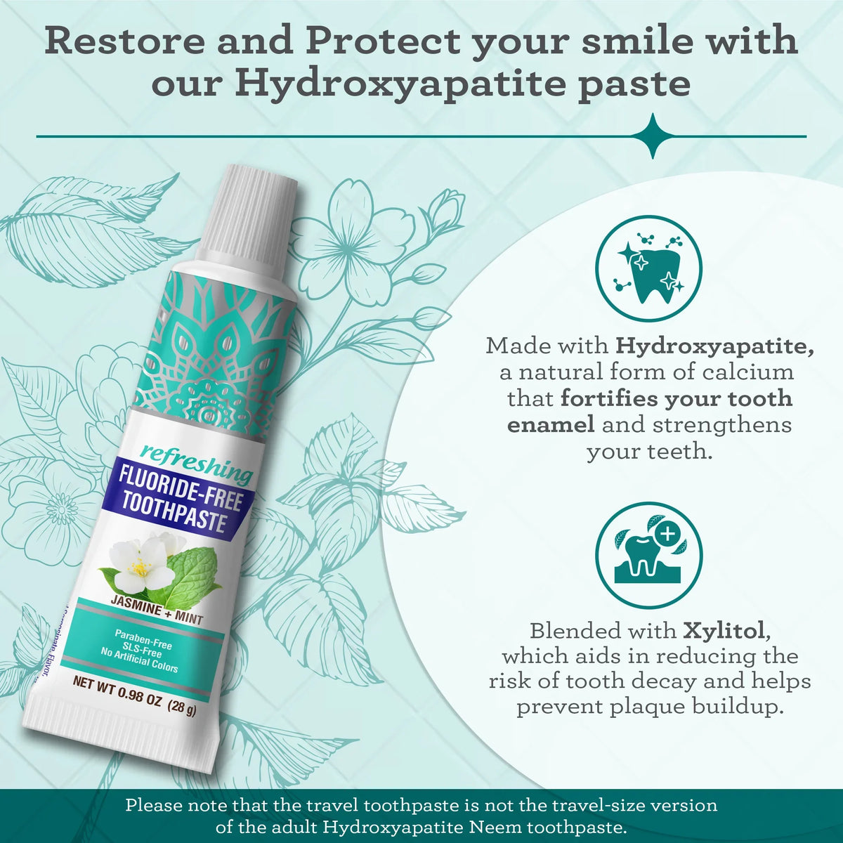 Travel Kit – Folding Toothbrush &amp; Hydroxyapatite Toothpaste, Jasmine Mint – 0.98 oz