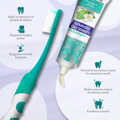 Travel Kit – Folding Toothbrush &amp; Hydroxyapatite Toothpaste, Jasmine Mint – 0.98 oz