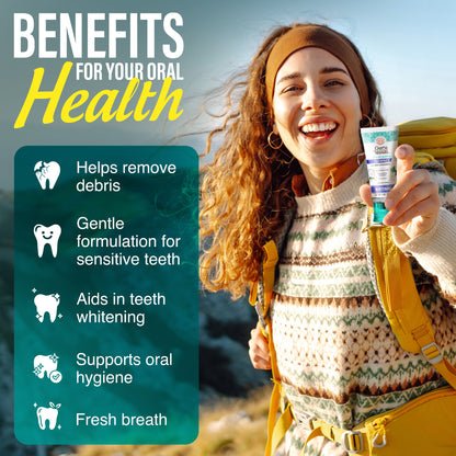 GuruNanda Hydroxyapatite &amp; Neem Whitening Toothpaste benefits: removes debris, gentle on sensitive teeth, aids whitening, and freshens breath