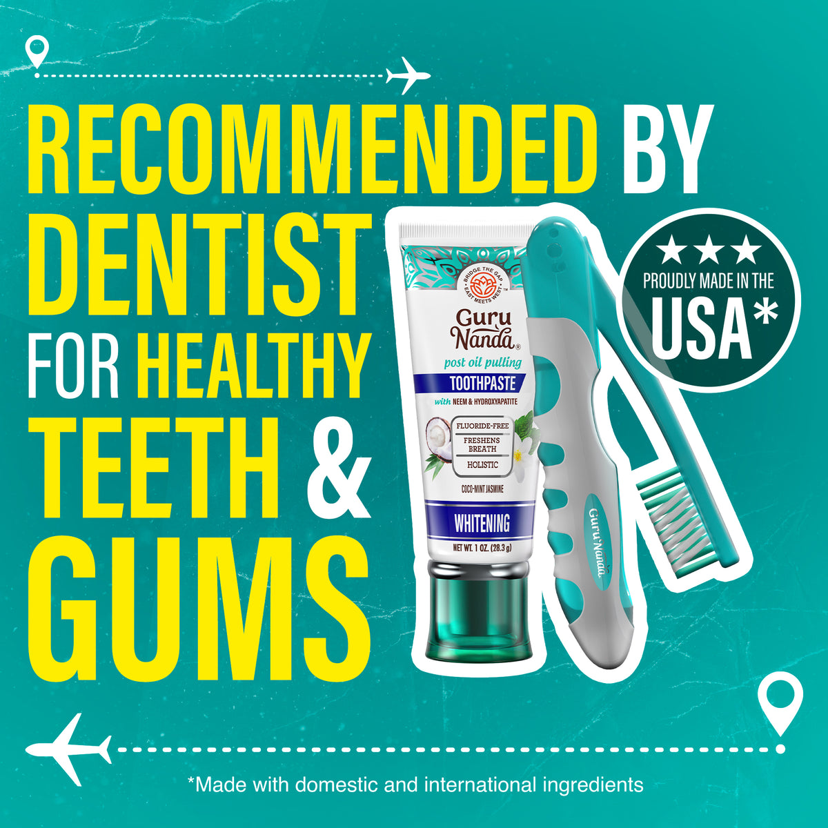 GuruNanda Hydroxyapatite &amp; Neem Whitening Toothpaste, recommended by dentists for healthy teeth and gums, proudly made in the USA
