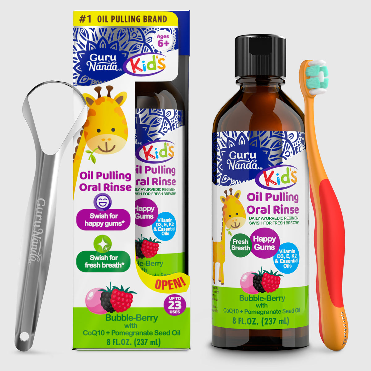 Kids Oil Pulling with Bubble Berry &amp; CoQ10 – 8 fl oz