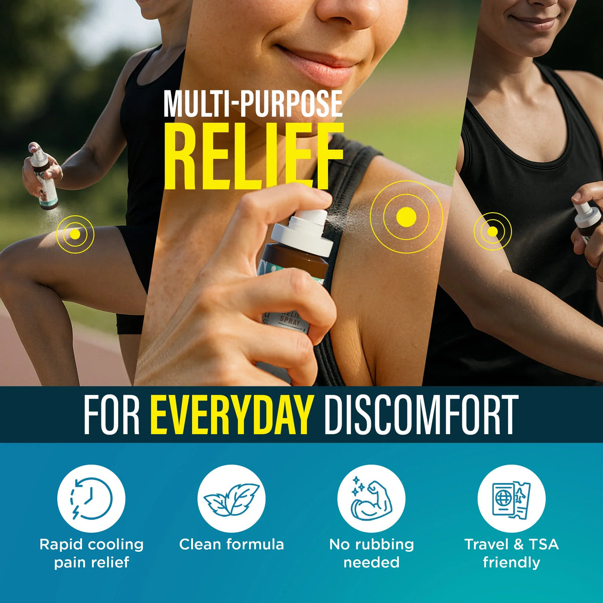 Menthol with Magnesium Spray for Pain Relief  - Pack of 3