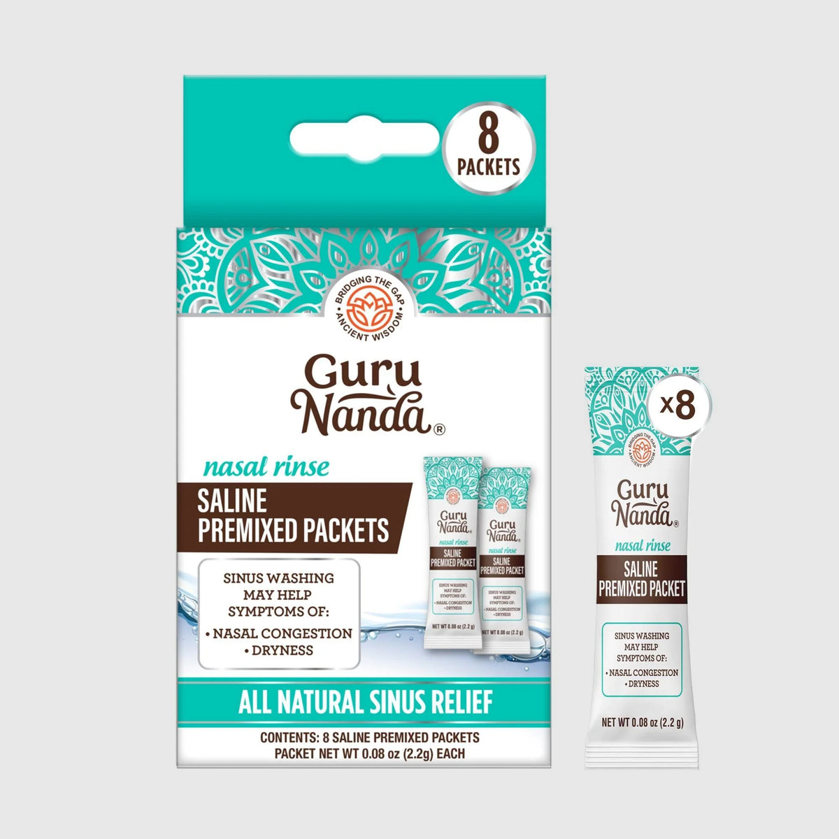 Paquetes de solución salina premezclada - 8 unidades