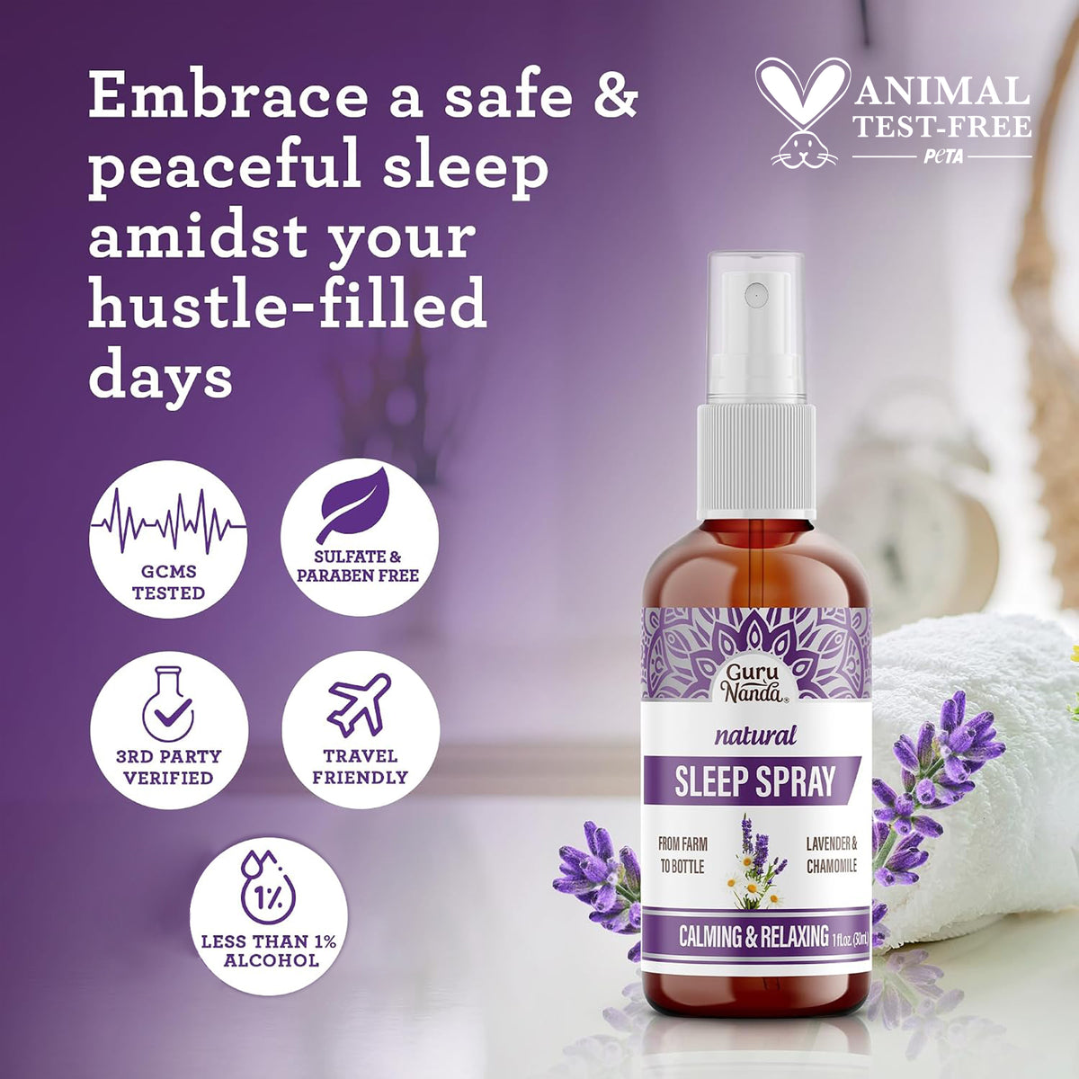 Natural Sleep Spray, Lavender &amp; Chamomile – 1 fl. oz.