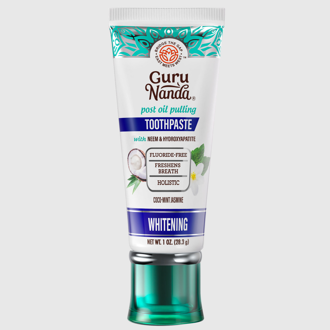 GuruNanda Hydroxyapatite &amp; Neem Whitening Toothpaste, 1 oz travel size, fluoride-free, coco-mint jasmine flavor