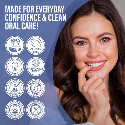 GuruNanda Toothpaste Booster made for everyday confidence: BPA-free, cruelty-free, fluoride-free, peroxide-free, SLS-free, with no artificial colors or flavors