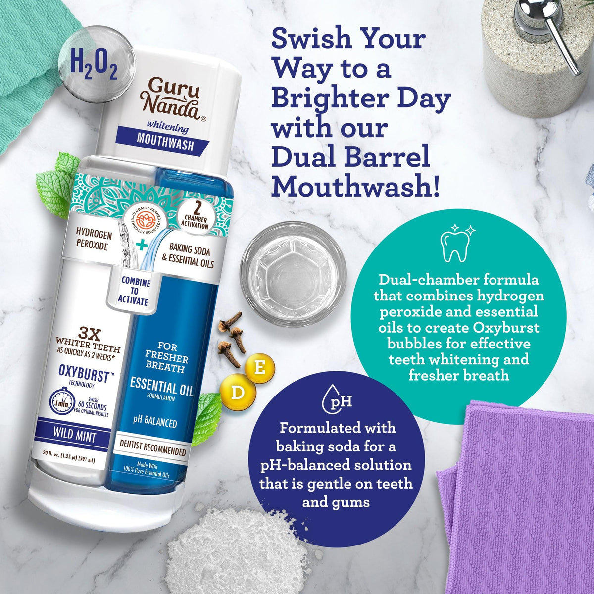 Whitening Wonder - Bandes blanchissantes 7 jours + bain de bouche Oxyburst à double barillet