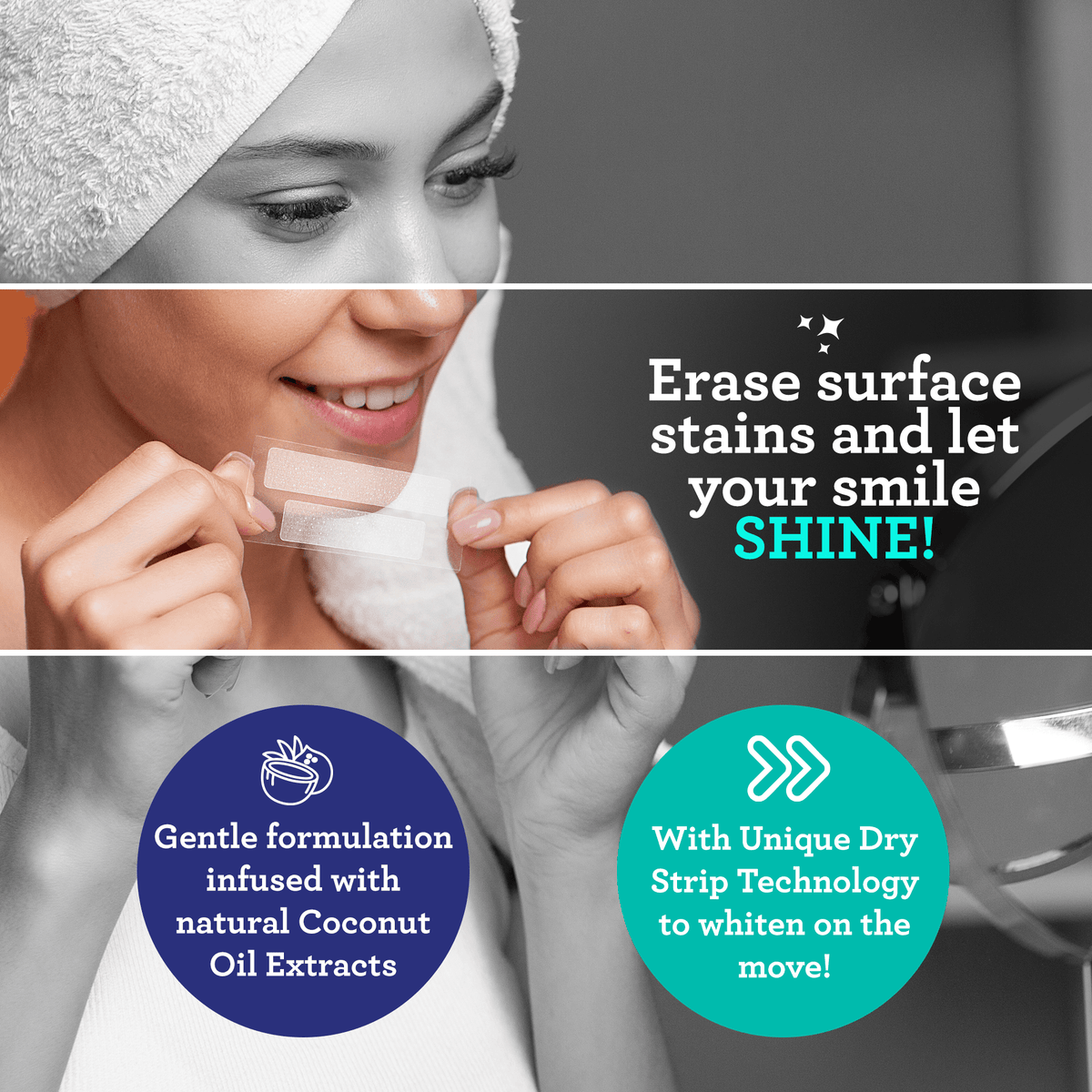 Whitening Wonder - Bandes blanchissantes 7 jours + bain de bouche Oxyburst à double barillet