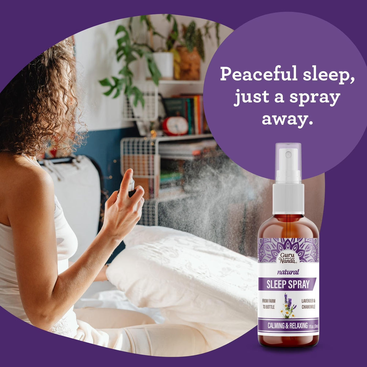 Natural Sleep Spray, Lavender &amp; Chamomile – 1 fl. oz.