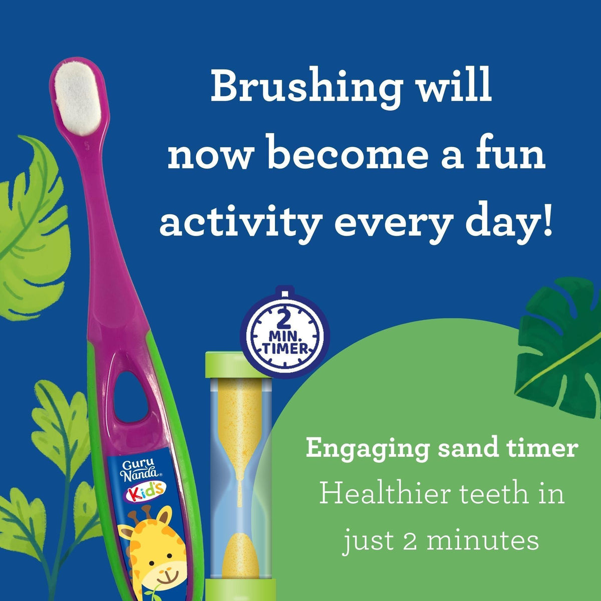 Kids Butter on Gums Toddler Toothbrush Set with Timer - GuruNanda