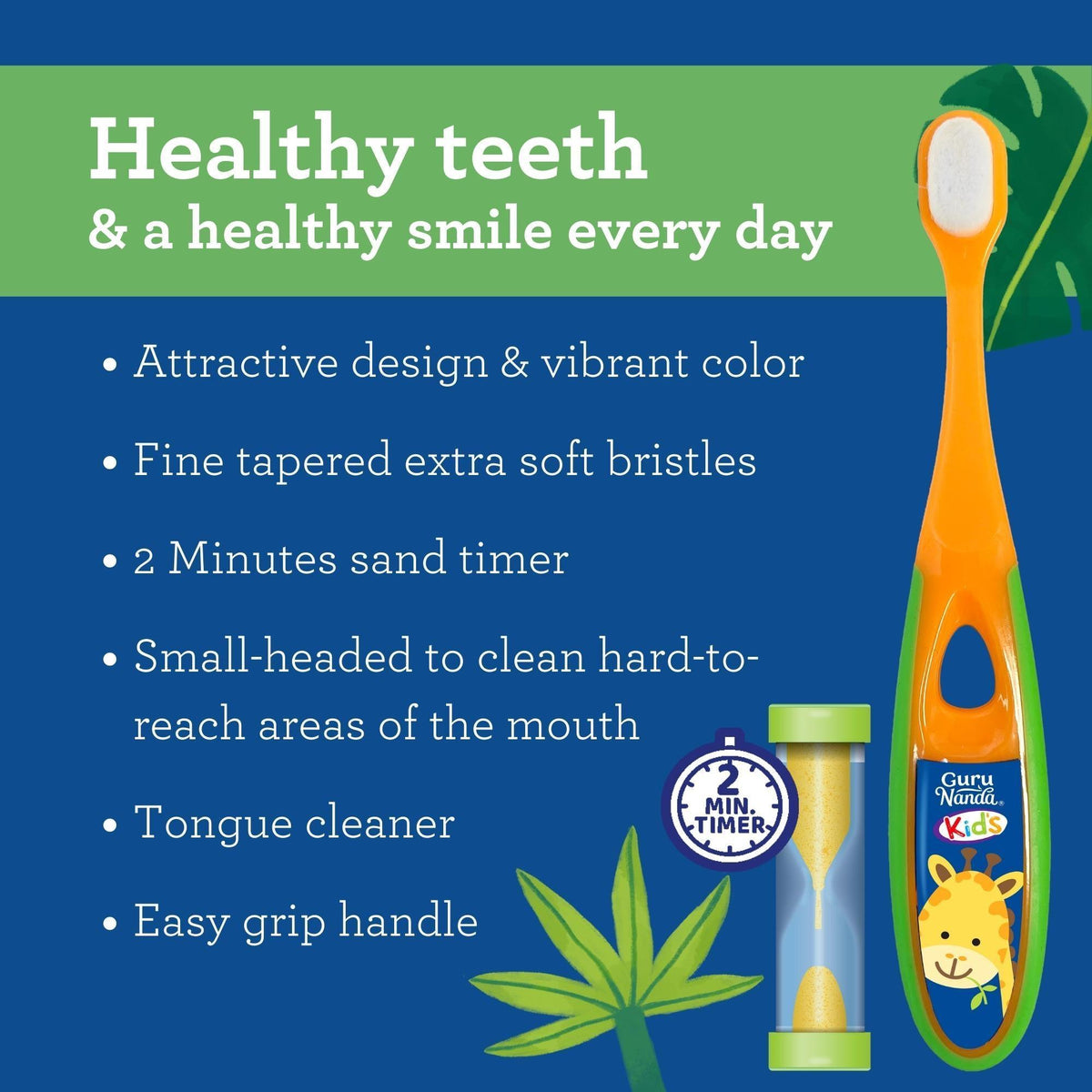 Kids Butter on Gums Toddler Toothbrush Set with Timer - GuruNanda