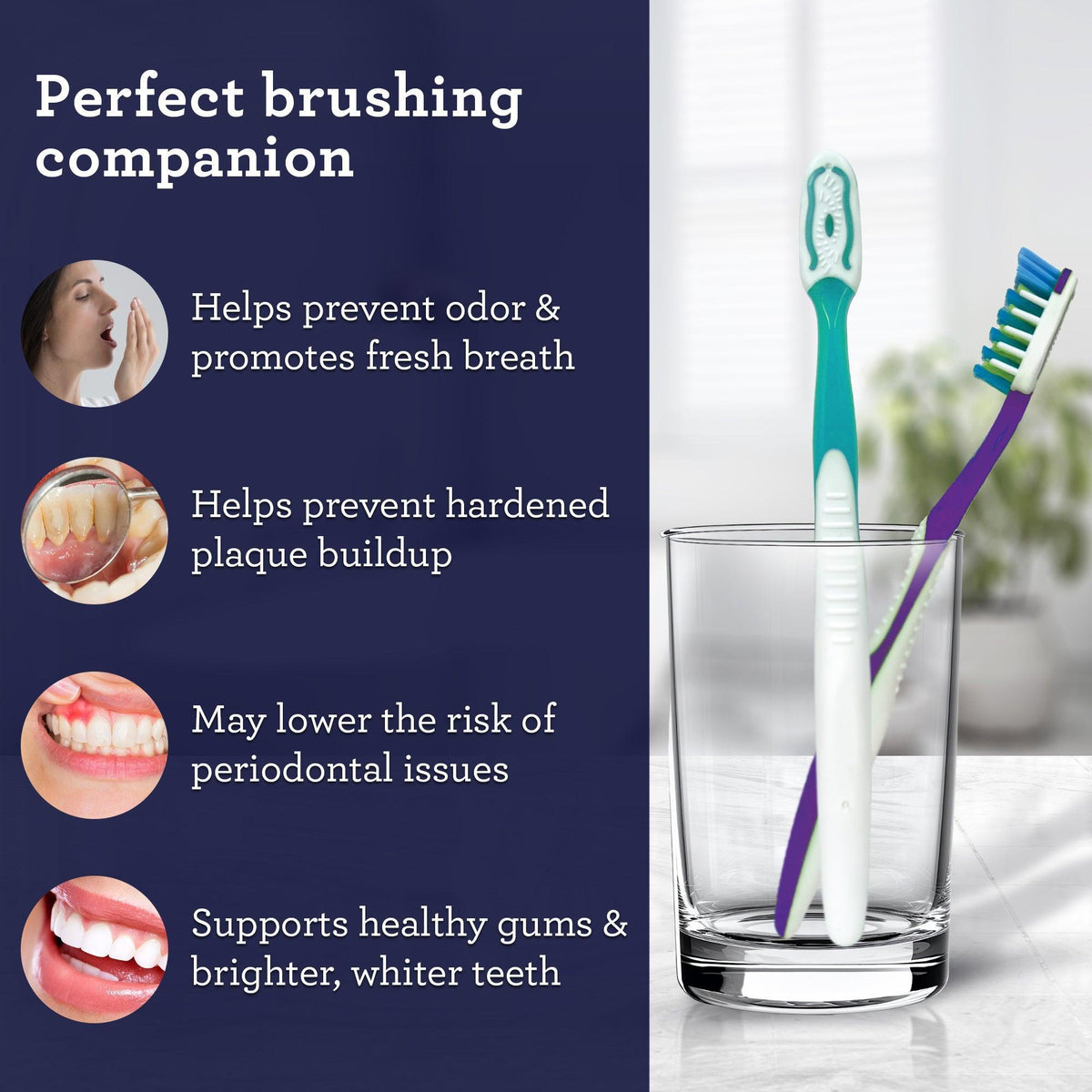 Multi-Action Toothbrush with Tongue Cleaner - Pack of 8 - GuruNanda