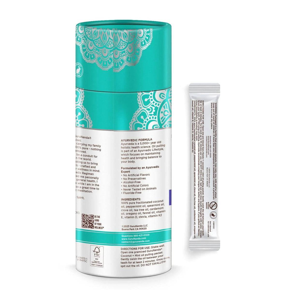 Oil Pulling Travel Sachets, 0.4 Fl Oz - 7 Ct - GuruNanda 